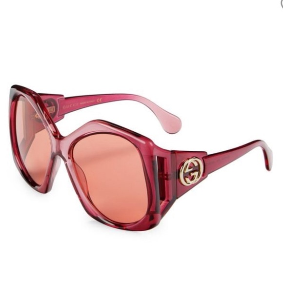 NEW $505 GUCCI SUNGLASSES. Oversized. Color: burgundy. No scratches. STUNNING - Picture 3 of 14